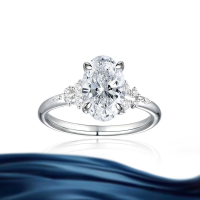 wholesale 925 Sterling Silver 7*9mm Oval 2 Carat Pigeon Egg Cross-Border New Women's Ring Light Luxury High-End Silver Ring Band-Platinum US 6