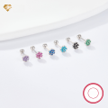 wholesale 925 Sterling Silver Cross-Border Hot-Sell Women's Earrings with Colored Zircon Flower Screw Design, Exquisite and Cute Jewelry-0-1
