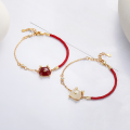 wholesale S925 Silver Fashion Trendy Cute Dragon Red Rope Hetian Jade Zodiac Year of the Dragon National Trend Bracelet Wristband-0-0