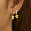 wholesale 925 Sterling Silver Zircon-studded Hoop Earrings With Evil Eye And Heart Charms, Popular In Europe And America, Ins Minimalist Style-0-1