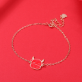 wholesale Metal S925 Korean version Chinese trendy style zodiac year bracelet for women, engraved with "Bullish", Chinese zodiac ox jewelry, drop shipping-0-3