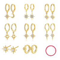 wholesale S925 Sterling Silver Eight-Pointed Star Earrings Women, Ins Style Minimalist Earrings, High-End Textured Ear Accessories-KE22103 Gold