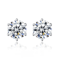 wholesale S925 silver classic six-prong moissanite stud earrings with closed back, 1ct moissanite earrings for women, wholesale for cross-border-0-5
