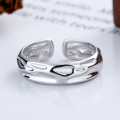 wholesale S925 Sterling Silver Korean-style Light Luxury Textured Lava Open Ring Minimalist Creative Stackable Index Finger Ring for Women-0-2