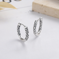 wholesale S925 Sterling Silver Retro Vintage Ethnic Style Embossed Pattern Universal Unisex Earrings and Ear Clasps-YFR346/approx. 3.5g 925 silver