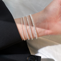 wholesale S925 Silver Fashion Korean-style Light Luxury Full Diamond Bracelet with Ins Style Niche Design Sense Jewelry S7403-1MM 925 silver bracelet