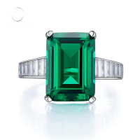 wholesale Metal: 925 Sterling Silver Vintage Emerald and Diamond Ring, 10*14, European and American Export Hot Seller, New Style by Mu Jing Jewelry-R431 Emerald No. 9