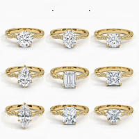 wholesale S925 Sterling Silver Moissanite D Color 1 Carat Engagement Ring with Certificate Cross-Border Bestseller-1 carat round moissanite ring  US size 9 (China size 20)