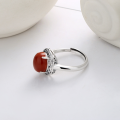 wholesale S925 Sterling Silver Yunnan Agate Egg-Surface Inlaid Ring, featuring a unique cabochon, retro style, and classical elegance for women-0-3