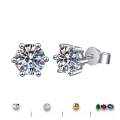 wholesale 925 Sterling Silver Cross-Border Hit Moissanite Stud Earrings, Fashionable and Elegant Classic Six-Prong Earrings for Women, Jewelry Wholesale-0-0