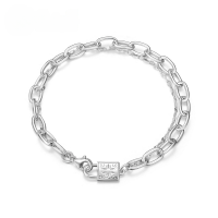 wholesale S925 Sterling Silver Japanese and Korean New Fashion Trendy Exquisite Small Lock Bracelet Double Layer Niche Design Drop Shipping-180mm (7 inches)  925 silver