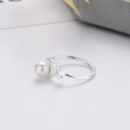 wholesale S925 Silver Trendy Geometric Korean Style Ins Aesthetic Small Pearl Unique Design Adjustable Opening Ring-0-2