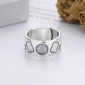 wholesale S925 silver retro artistic Chinese ethnic style creative design auspicious Chinese character "Ji Fu" wide band ring-0-1