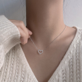 wholesale S925 Maker Hollow Small Heart Light Luxury Delicate Micro-set Diamond Necklace High-end Simple Versatile Elegant Collarbone Chain-0-3