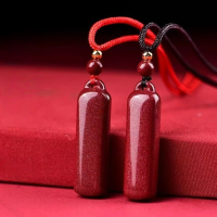 wholesale Pure natural cinnabar peace pendant necklace, unisex high-content purple gold sand pendant, suitable as a sweater chain (Metal material placed at the front as requested)-One pendant (without cord)