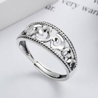 wholesale S925 Sterling Silver Retro Thai Silver Ethnic Style Totem Cloud Pattern Creative and Versatile Open Adjustable Ring for Women-YFJ320/approx. 2.5g Adjustable opening
