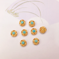 wholesale S925 gold-plated silver natural turquoise four-leaf clover oval accessory bracelet necklace charm DIY semi-finished product-0-5