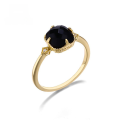 wholesale 9K Gold Japanese Retro Natural Black Agate Zircon Ring Jewelry Source Manufacturer Wholesale-0-0