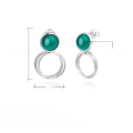 wholesale S925 Silver Geometric Minimalist Style High-End Inlaid Gemstone Earrings with Green Agate Ear Studs-0-4
