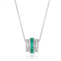wholesale S925 Sterling Silver Lab-Grown Emerald Necklace for Women, Road Road Road Pendant, Cross-Border Internet-Famous Hit, Dropshipping-Cultivated Ruby 925 Silver