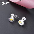 wholesale S925 Silver Korean Creative Mini Earrings, Cute and Personality Drip Oil Little Yellow Duck Ear Studs Women's Jewelry Wholesale-0-0