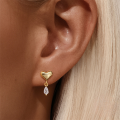 wholesale S925 Sterling Silver Baguette Zircon Heart Stud Earrings, Korean Minimalist Design For Daily Wear-0-2