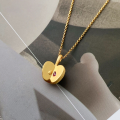 wholesale S925 Sterling Silver Brushed Apple Pendant Necklace, Minimalist Luxury Wish Fruit Choker, Holiday Gift for Women-0-0