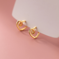 wholesale S925 Sterling Silver Hollow-Out Heart Line Ear Clasp Peach Heart Ins Minimalist Heart-Shaped Fresh Ear Loop M02330-0-3