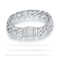 wholesale 925 Silver Plated Double Row Full Moissanite Cuban Chain 12mm Men's Bracelet Hip Hop Jewelry-0-2