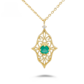 wholesale 18k Gold ArtLi Jewelry Fashion Trendy Niche Versatile Light Luxury Style Hollow Out Emerald Full-cut Diamond Necklace-0-0