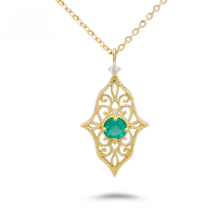 wholesale 18k Gold ArtLi Jewelry Fashion Trendy Niche Versatile Light Luxury Style Hollow Out Emerald Full-cut Diamond Necklace-Emerald Full Diamond Necklace 18K