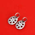 wholesale S925 Sterling Silver Lotus Root Slice Pendant, Vintage Antiqued Matte Small Piece DIY Beading Craft Jewelry Wholesale-0-0