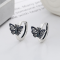 wholesale S925 Sterling Silver Retro Deep Blue Resin Iridescent Butterfly Ear Clasps New Trendy Ins Style Gentle and Elegant Earrings-0-0