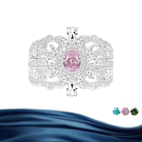 wholesale S925 Sterling Silver 05ct Oval Moissanite Crown Ring Light Luxury Jewelry-0.5 carat egg-shaped moissanite ring (green)  US 5