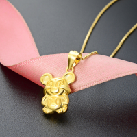wholesale Sterling Silver Sand Gold Mouse Pendant Necklace, Super Cute and Adorable Wealth-Attracting Rat Zodiac Birth Year Pendant for Men and Women-Sand Rat Pendant - Without Chain 925 Silver