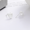wholesale S925 Sterling Silver Heart Brush Finish Ear Studs for Women, Korean Style Elegant Ear Piercing Earrings with a Premium Feel-0-3