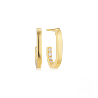 wholesale S925 Sterling Silver U-shaped Circle Earrings With Inlaid Zircons, Exaggerated And Bold European And American Style, Ins Fashion Ear Studs-Gold#3 925 Silver