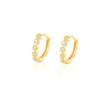 wholesale S925 Sterling Silver Circle With Zircons, Minimalist Ins Style Ear Clasp, Amazon Hot-selling Light Luxury Earrings-Gold-8MM