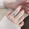 wholesale S925 Silver Fashion Cross-Border Minimalist Layered Heart Design Trendy Ins Style Open Ring-0-3