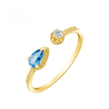 wholesale Spring New Arrival 9K Gold Wholesale Jewelry Supplier Japanese Minimalist Style London Blue Topaz Ring-0-1