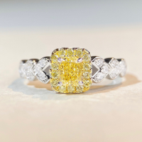 wholesale S925 Sterling Silver Women's Ring, Light Luxury High-End Four-Prong Yellow Diamond Small Sugar Cube Engagement Ring, Xiaohongshu Same Style, Ins Trendy Bestseller-Pink Diamond-CBJZ350>No. 8