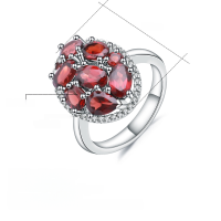 wholesale S925 Silver Inlaid Natural Garnet Ring for Women, Fashionable and Luxurious High-End Gemstone Ring-Natural Garnet Ring  US Size 9