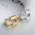 wholesale S925 Sterling Silver Irregular European and American Double-Layer Foil Textured Open Ring Trendy Hip-Hop Punk Style Ring-0-0