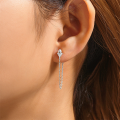 wholesale 92 Sterling Silver Star-shaped Tassel Chain Zircon Earrings, Elegant, Versatile, And Uniquely Designed-0-2