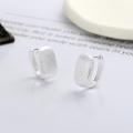 wholesale S925 Silver Fashion Versatile Minimalist Brushed Satin Texture Square DesignIns Earrings Ear Clips-0-0