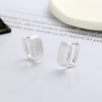 wholesale S925 Silver Fashion Versatile Minimalist Brushed Satin Texture Square DesignIns Earrings Ear Clips-YR291/approx. 3.3g 925 silver