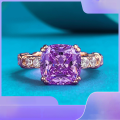 wholesale S925 silver imported high-carbon diamond lavender purple 9*9 five-flower ring European and American women's style live broadcast style-0-0