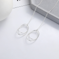 wholesale S925 Sterling Silver Cross-Border European and American Style Minimalist Double Hoop Fringe Ear Studs Geometric Trendy Versatile Earrings-0-1