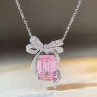 wholesale S925 Sterling Silver Women's Wholesale Bow Pendant Versatile Choker Necklace-White-XL036 925 silver