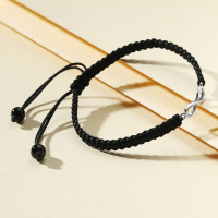 wholesale Metal material cross-border Japanese and Korean style fashion bracelet, popular unisex couple jewelry, personalized zodiac year hand rope-Black bracelet 925 silver